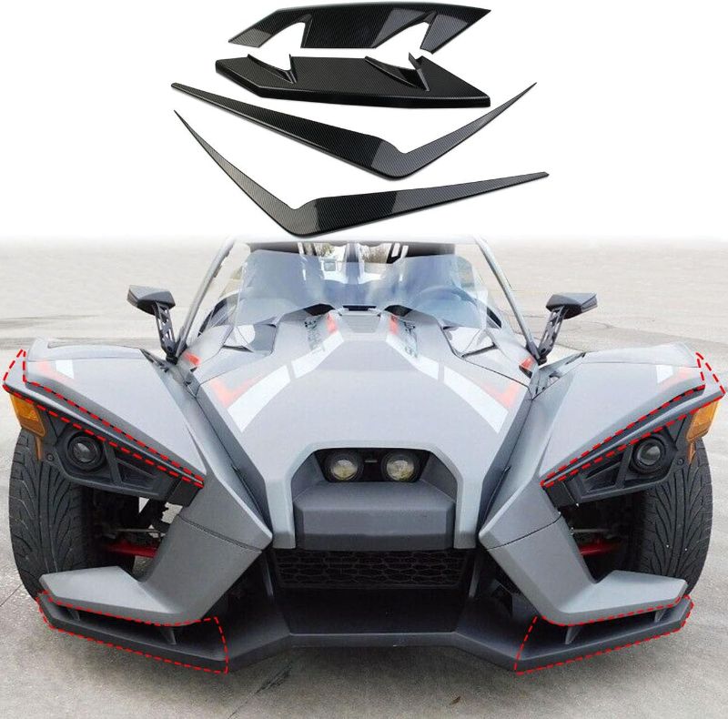 Photo 1 of Carbon Fiber Style Front Bumper Headlight Trim Cover Molding Accessoriess for Polaris Slingshot 2015-2025
