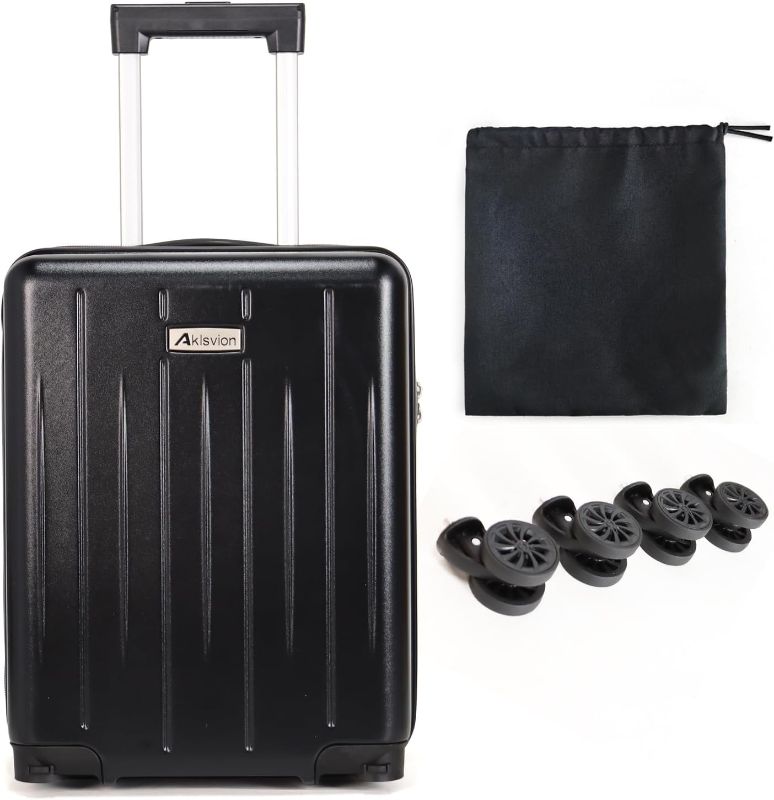 Photo 1 of 18-inch Carry-on Boarding Luggage: Equipped with Movable Wheels, TSA Approved,Under the Seat, Hard Shell Construction, Lightweight Bag with Essential Accessories (Jet Black)
