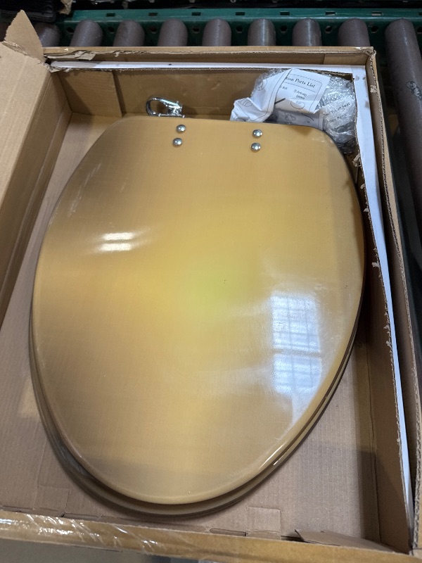 Photo 1 of Elongated Toilet Seat Shiny brushed gold color metal Resin Toilet Seat Quietly Slow Close with Quick-Release Hinges Toilet Seat with Cover Easy to Clean Install
