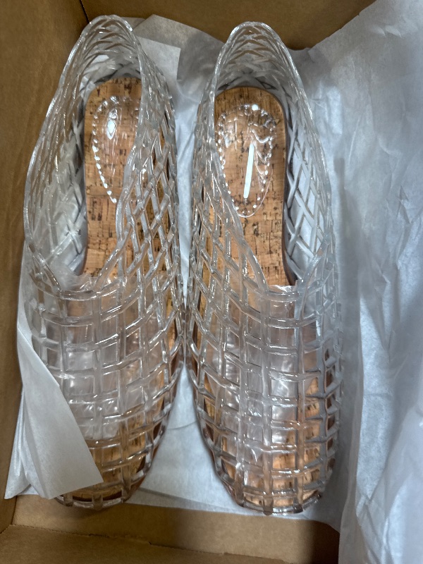 Photo 1 of Molozoey Jelly Mesh Ballet Flats for Women?Closed Toe Adult Jelly Shoes Women?Comfortable Clear Flats Sandals for women CLEAR size 40