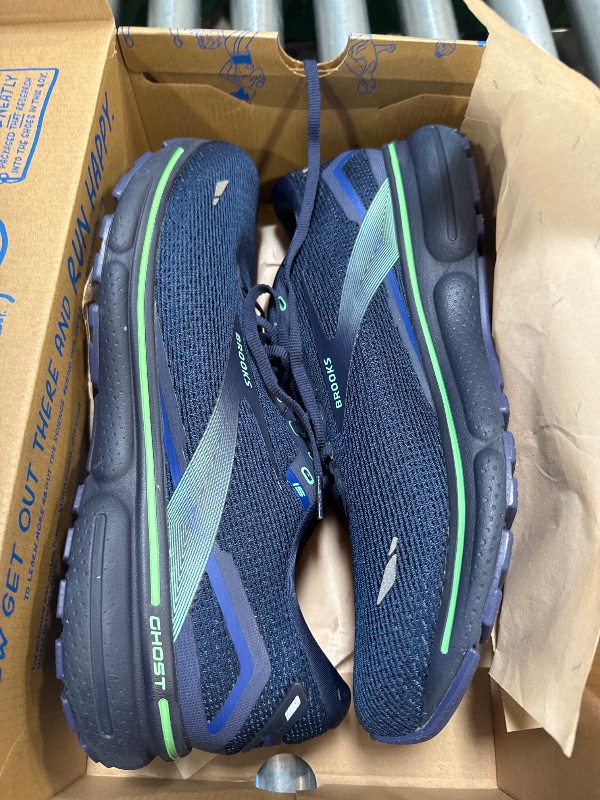Photo 1 of Brooks Men's Ghost 15 Neutral Running Shoe - Crown Blue/Black/Green - 12.5 Medium