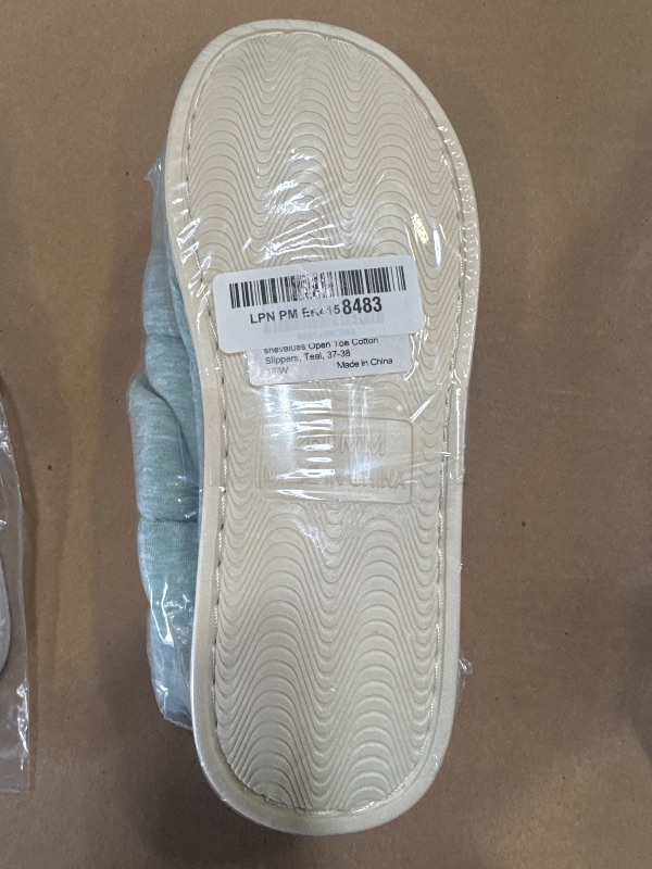 Photo 1 of shevalues Women's Soft Indoor Slippers Open Toe Cotton Memory Foam Slip on Home Shoes House Slippers, Teal 260 (Size 7.5-8.5)