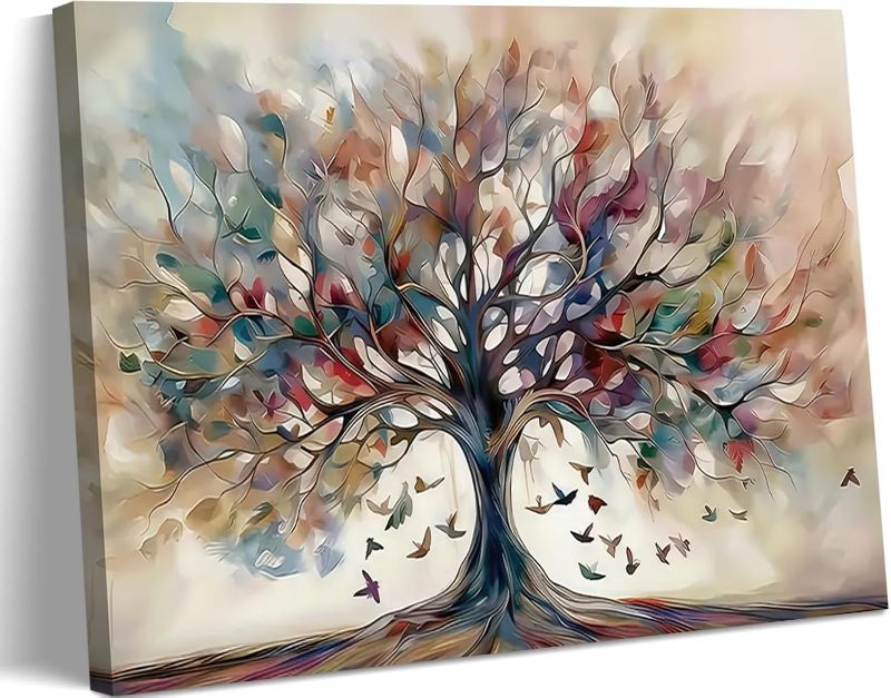 Photo 1 of Kyiyhzp Tree of Life Canvas Wall Art plant abstract painting print artwork Modern Ready-to-Hang Decor for Living Room, Bedroom, Dining Room or Home Office, Nature Style Home Wall Decor 24" x 16"
