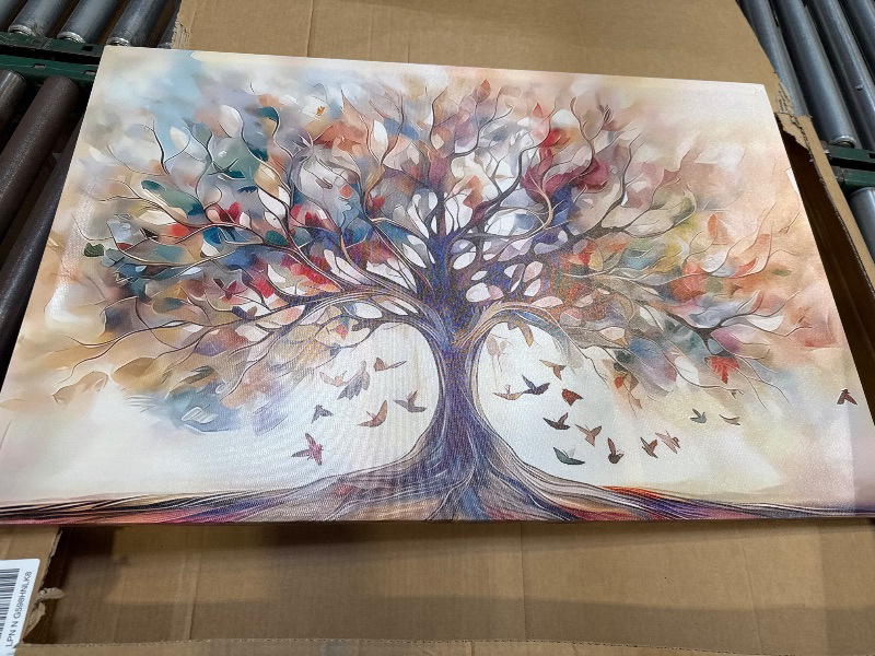 Photo 1 of Kyiyhzp Tree of Life Canvas Wall Art plant abstract painting print artwork Modern Ready-to-Hang Decor for Living Room, Bedroom, Dining Room or Home Office, Nature Style Home Wall Decor 24" x 16"
