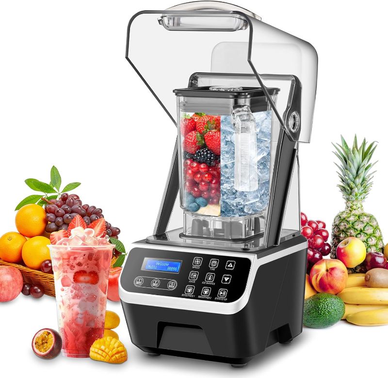 Photo 1 of Commercial Blender 2200W 2.1QT 68OZ Quiet Blender Brushless Motors Commercial Smoothies, Frozen Drinks,Self-Cleaning?Electric Countertop Blenders Heavy-Duty,Silver Grey
