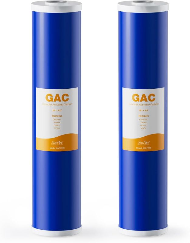 Photo 1 of SimPure GAC Filter 20 x 4.5 inch Whole House Water Filter | Granular Activated Carbon Filter Replacement for f20b (2 Pack)
