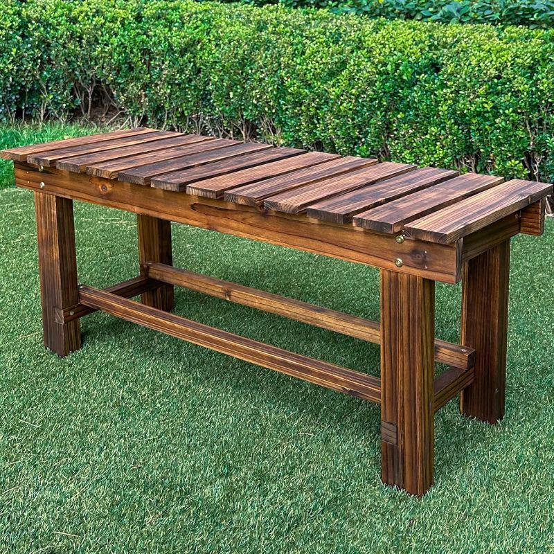 Photo 1 of Outdoor Garden Bench, 2-Person Wood Patio Bench 