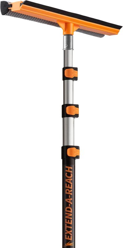 Photo 1 of 4-12 ft Window Washer Squeegee Kit with Extension Pole (20+ Foot Reach) // Long Handle Squeegee for Window Cleaning & Car Cleaning Multi-Use//Telescopic Professional Window Cleaning Squeegee for Home
