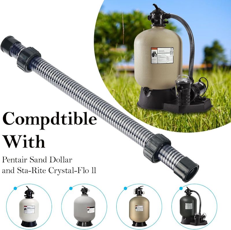 Photo 1 of 155710 Pool Pump to Filter Hose Assembly for Pentair Sand Dollar and Sta-Rite Cristal-Flo II Filter compatible with 1.5 x 30 inch Pool and Spa Sand Ground Pool Pump to Filter Hose
