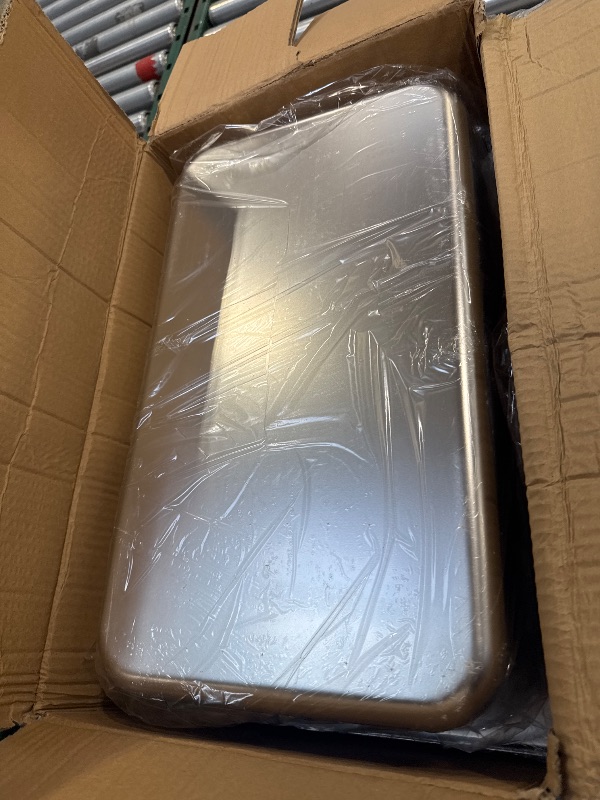 Photo 1 of Hotel Pan, Full Size Steam Table Pan 6" Deep Stainless Steam Table Pan with Lid Full Size Food Pan 20.8" L x 13" W Anti Jam Stainless Steel Buffet Pan Commercial Stainless Steel Pan (4 Pack)

