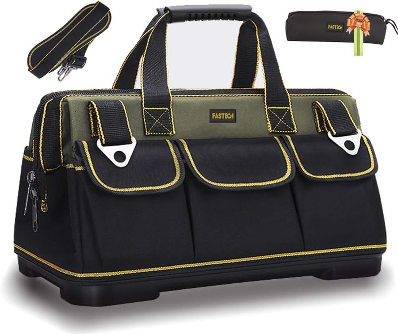 Photo 1 of 22-inch Wide Mouth Tool Bag with Water Proof Molded Base?Wide Mouth Tool Tote Bag,Waterproof Tool Organizer Bag for Men with Adjustable Shoulder Strap (22 inch)
