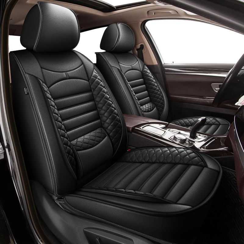 Photo 1 of Seat Covers Fit for Subaru Crosstrek 2016-2024 2025 Full Set 5 Seats Faux Leather Waterproof Seat Cover Cushion Protector Compatible Airbag (Black)
