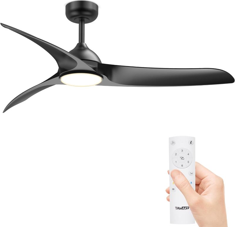 Photo 1 of Ceiling Fans with Lights, 56 inch Low Profile Ceiling Fan with Light and Remote Control, Flush Mount, 3CCT, Dimmable, Quiet Reversible Motor, Black Ceiling Fan for Bedroom Indoor/Outdoor Use
