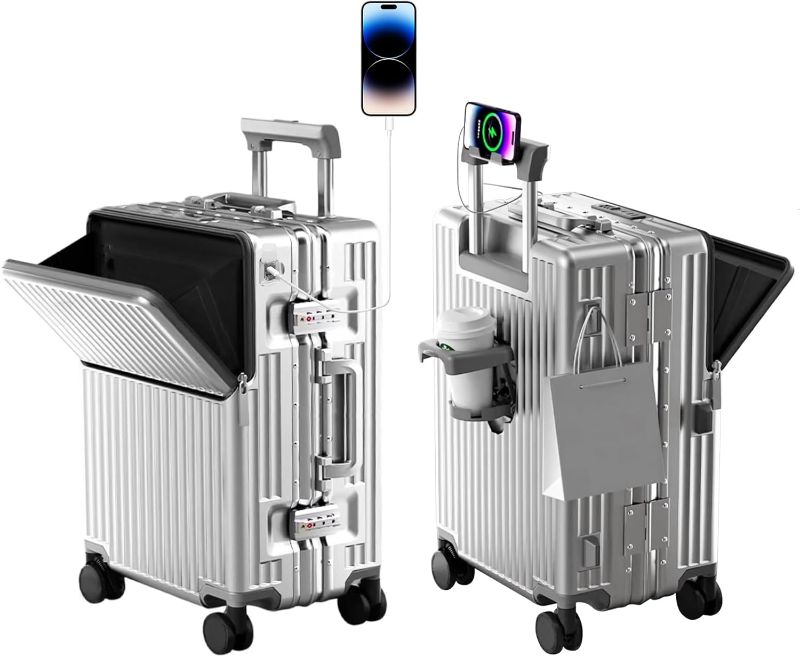 Photo 1 of Zipperless Luggage, 22x14x9 Aviation Certified, Polycarbonate Aluminum Hardshell, Expandable Carry-On Luggage with Spinner Wheels, Hardshell Luggage, 20 Inch Cabin
