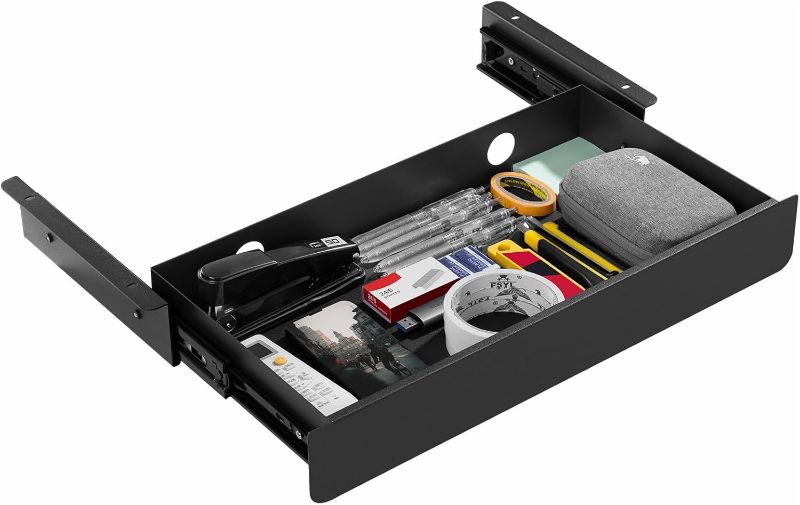 Photo 1 of KHAMAL Under Desk Drawer Slide Out Large - Under Table Drawer 17.32" x 9.25", Pull-Out Storage Organizer With Cable Management For Home & Office
