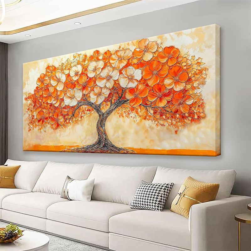 Photo 1 of Suconvng Abstract Wall Art Prints Picture Tree Canvas Art Wall Decor Painting Orange Tree Wall Art Bedroom Bathroom Office Home Decor 20" X 40" Ready To Hang
