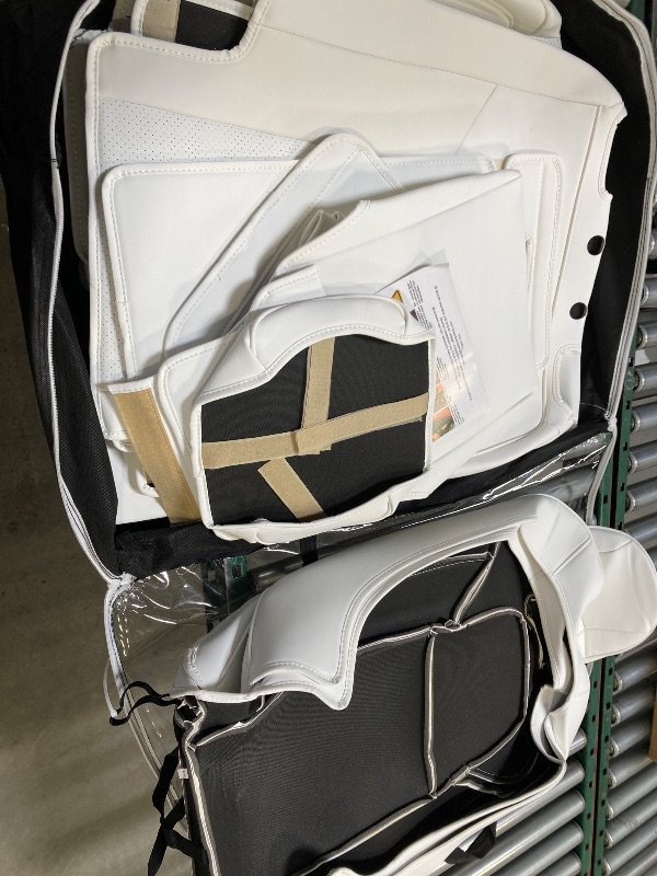 Photo 1 of Tesla Model Y Car Seat Covers Nappa Leather Car Interior Seat Airbag Compatible Cushion Cover Full Set Custom Fit 2024 2023 2022 2021 2020, Nappa White
