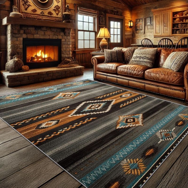 Photo 1 of Southwest Rugs for Living Room - 8x10 Rug, Navajo Rug for Living Room, Aztec Tribal Washable Rugs for Bedroom, Indian Navajo Area Rug, Native American Carpet - Home Decor, Southwest Gifts
