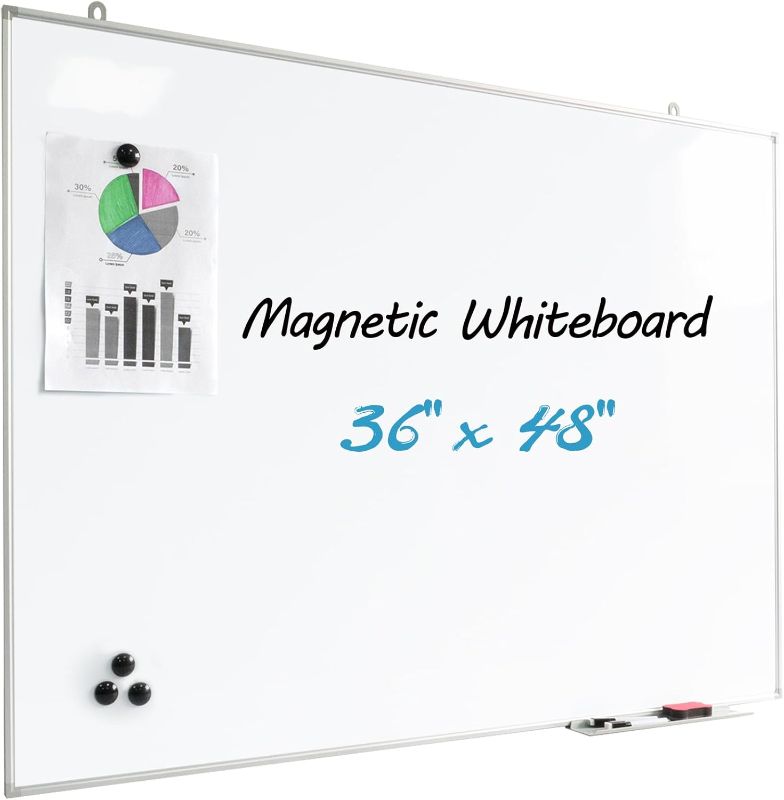 Photo 1 of Magnetic Writeboard 36X48 Dry Erase Board Hanging & Wall Mounted Whiteboard S Aluminium Frame Message Boards for Home, School, Office, Kitchen
