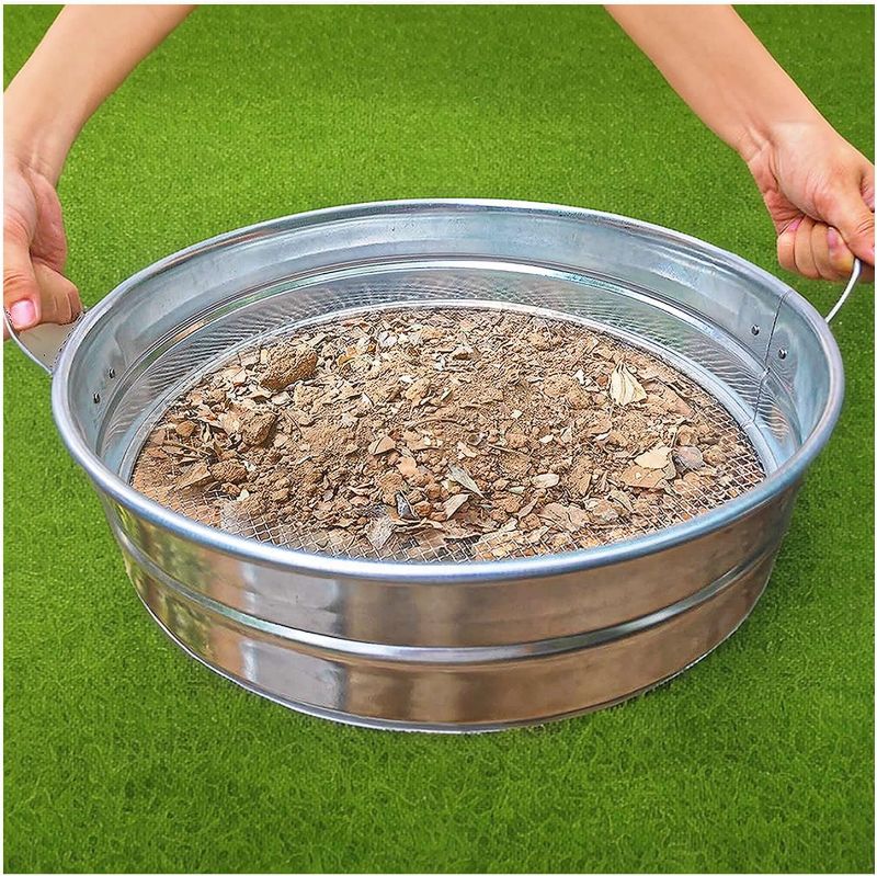 Photo 1 of 19'' Extra Large Soil Sifter with Handles, Compost Sifter for Gardening, Dirt Sifter,Rock Sifter,Garden Sieve for Compost Dirt Rocks Pellet Gravel Sand Leaves,Garden Tool 19" x19"x4.3" with 1/4" Mesh
