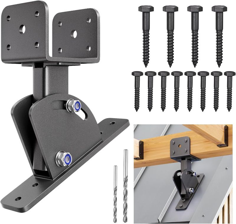 Photo 1 of Roof Riser Brackets, Stainless Steel 4x4 (Actual Size:3.5"×3.5") Adjustable Angles Saddle Roof Riser Brackets for Patio Cover for Patio Cover Roof Gazebo, 3Pack