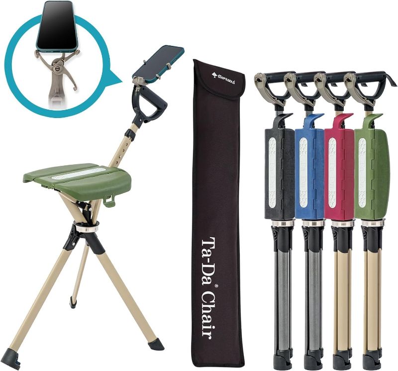 Photo 1 of STEP2GOLD Ta-Da Chair Series 2 PRO, Portable Trekking Hiking Pole, Folding Walking Stick with Seat, Walking Cane with Chair, Foldable Chair, Lightweight Aluminum, Easy Carry and Storage, Anti-Slip

