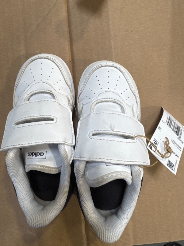 Photo 1 of adidas Kids Hoops 4.0 Basketball Sneaker, White/Black/Grey, 8 US Unisex Toddler
