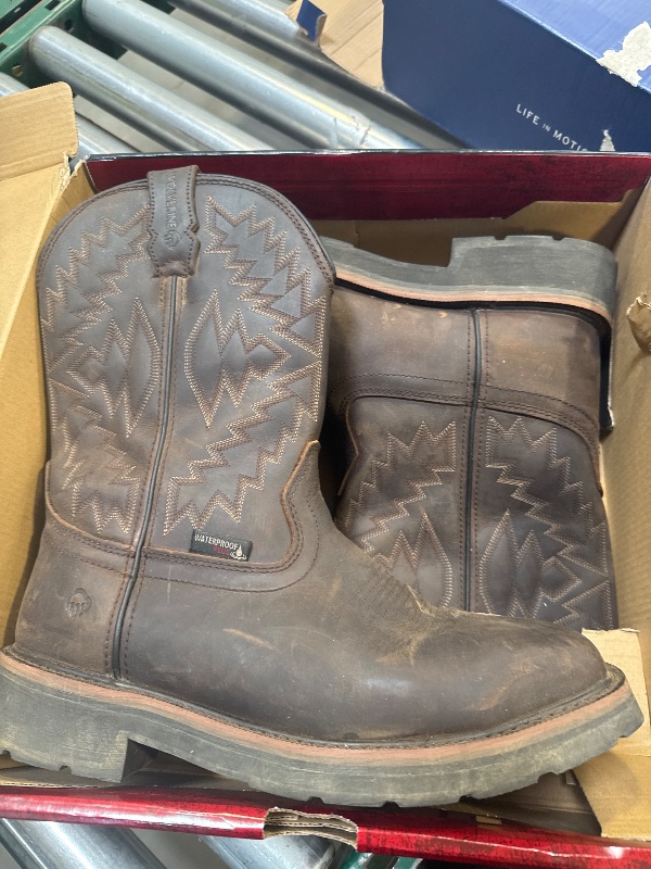 Photo 1 of Wolverine Men's Rancher Arrow Waterproof Steel Toe Wellington Construction Boot, Dark Borwn, 9 Wide