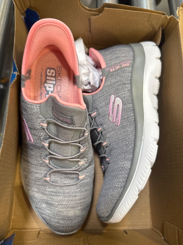 Photo 1 of Skechers Sport Women's Women's Hands Free Slip-INS Summits-Everyday Set Sneaker, GYCL=Grey/Coral, 5
