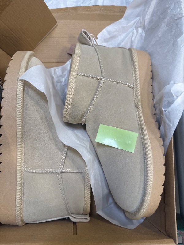 Photo 1 of CUSHIONAIRE Hip 2 Genuine Suede Ankle Boots for Women, Cozy Faux Shearling Lining Pull On Winter Womens Boots, SAND 6.5