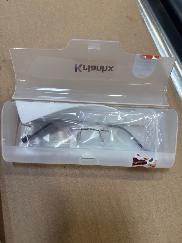 Photo 1 of krlanhx Flexible Women Men Rimless Glasses Frame Clear Lenses 10g Lightweight Eyewear (Silver)