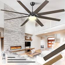 Photo 1 of 72 Inch Large Ceiling Fans with Lights and Remote, Black Ceiling Fan with Quiet DC Motor, 3CCT Dimmable, 3 Downrods, 8 Dual Finish Blades Industrial Ceiling Fan for Kitchen Living Room Patio