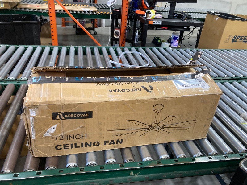 Photo 1 of 72 Inch Large Ceiling Fans with Lights and Remote, Black Ceiling Fan with Quiet DC Motor, 3CCT Dimmable, 3 Downrods, 8 Dual Finish Blades Industrial Ceiling Fan for Kitchen Living Room Patio