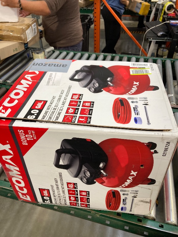 Photo 1 of Air Compressor, Portable Air Compressor, 6 Gallon, Pancake Air Compressor, Max 150 PSI, 2.6 CFM @90 Psi, Oil Free Small Electric Air Compressor for Car, Home and Jobsite, Red Model: 0210673