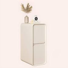 Photo 1 of LITFAD Modern Narrow Faux Leather Surface Nightstand Solid Wood Drawer Storage Accent Table Small Side End Table for Bedroom Furniture Hotel -  Off-White 