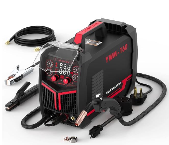 Photo 1 of YESWELDER Gas Gasless 160A Multiprocess MIG Welder, Flux Core/MIG/Lift TIG/Stick ARC Welder 4 in 1 Welding Machine, Synergic Control 110V/220V Dual Voltage
