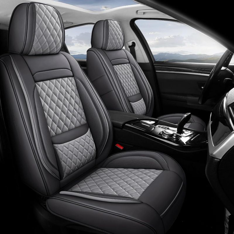 Photo 1 of BABYBLU Car Seat Covers Full Set,Universal Leather Car Seat Covers for Cars,Waterproof Leather Automotive Vehicle Cushion Cover Fit for Most Cars SUV Pick-up Truck