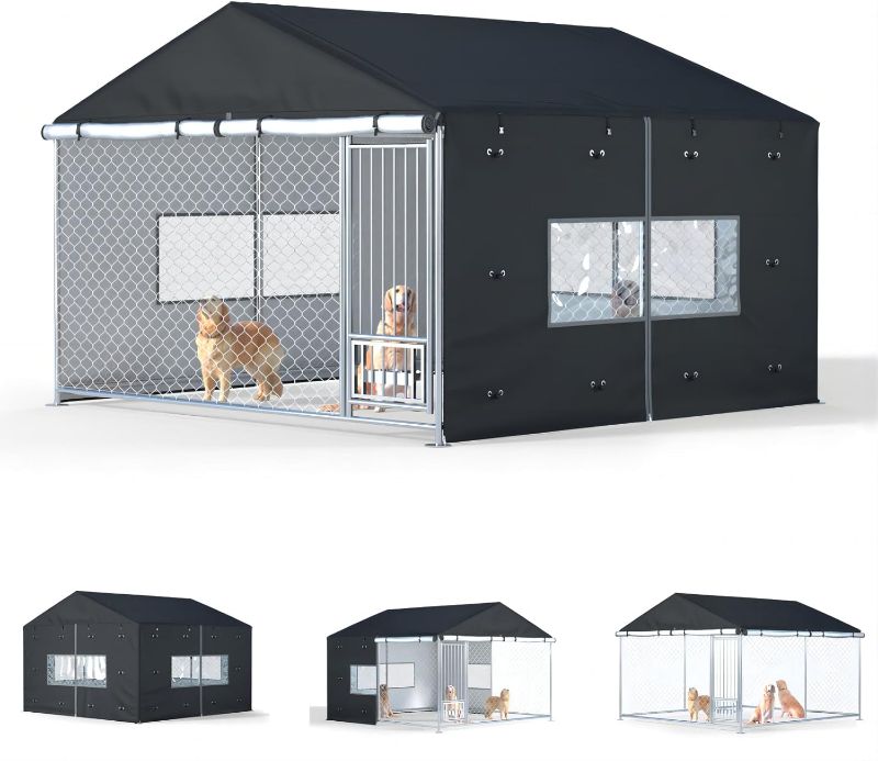 Photo 1 of Outdoor Dog Kennel Cover Full Coverage for 10'Dx10'Wx7'H Dog Cages,600D Heavy Duty Waterproof Large Dog Kennel Cover,(Kennel not Included) Black