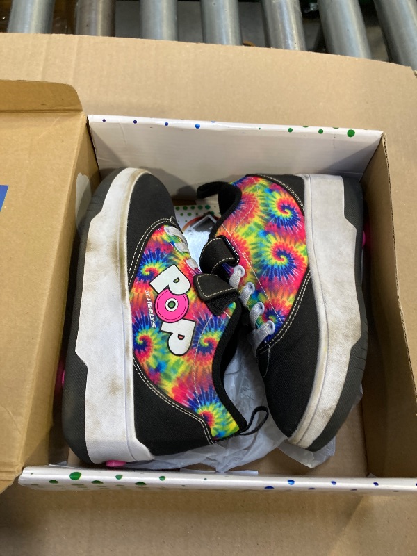 Photo 1 of Heelys POP PRO Prints Wheeled Heel Shoe, Black/N. Pink/Tye DYE, Youth 1 US Unisex Big Kid