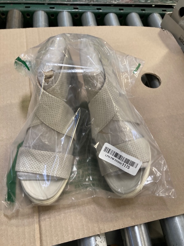 Photo 1 of Dr. Scholl's Shoes Women's Sheena Wedge Sandal, Oyster Microfiber Perforated, 7 M US