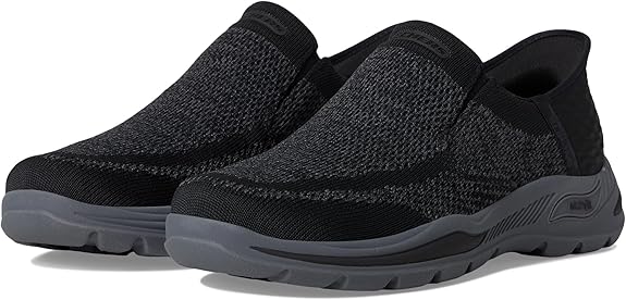 Photo 1 of Skechers Men's D'Lux Walker 2.0 Rezinate Hands Free Slip-in Sneaker, Charcoal/Orange, 12 X-Wide