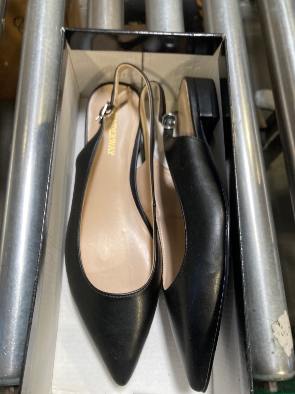 Photo 1 of WONDERWAY Women Slingback Flat Pointed Toe Shoes,Buckle Closure Pumps Shoes(Black,7)