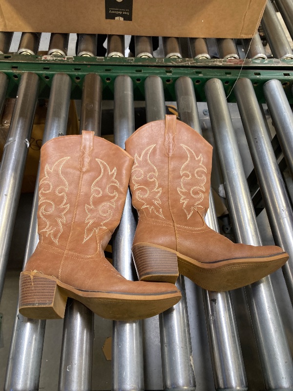 Photo 1 of IUV Cowboy Boots For Women Western Cowgirl Boots Mid Calf Snip Toe Boot With Chunky Heel size 5 