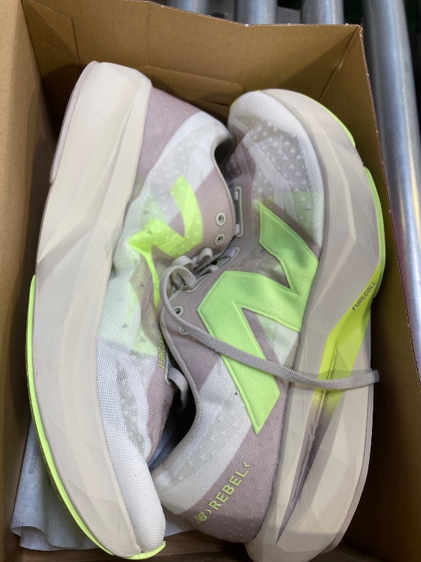Photo 1 of New Balance Men's FuelCell Rebel V4 Running Shoe, Moonrock/Bleached Lime Glo/Sea Salt, 14 M