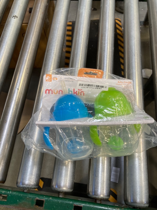Photo 1 of Munchkin Any Angle Sippy Cups for Toddlers, Spill Proof Weighted Straw Cup with Transition Handles for Babies 6 Months and Up, 2 Pack, Blue/Green