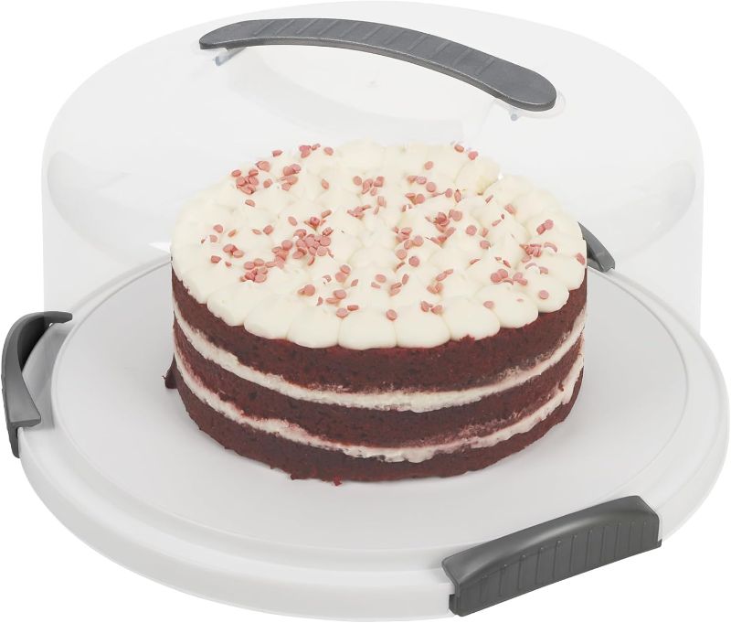 Photo 1 of Extra Large Cake Carrier/Storage Container With Server - Holds up to 12 Inch 3-Layer Cake, Plate With Lid/Holder With Lid/Cover Clear Dome - Transports Pies or Other Desserts