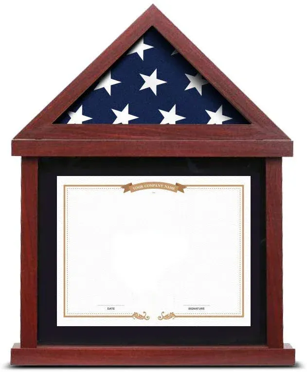 Photo 1 of Flag Display Case for 3’x5’ Folded Flag With Shadow Box, Certificate Document Holder