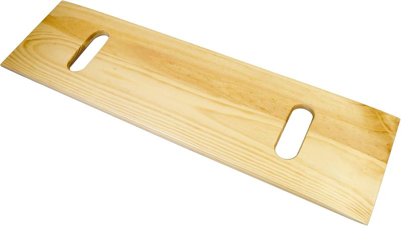 Photo 1 of Essential Medical Supply Heavy Duty Transfer Board for Bath, Toilet, Bed or Wheelchair - Wood Slide Board with Two Handles for Easy Patient Transfers for Seniors and The Elderly, 8in x 30in
