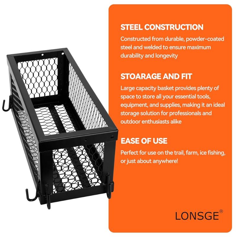 Photo 1 of DITKOK Universal-Fitting Tractor Tool Box with bracket, Multi-Function 24x10x11 in Zero Turn Mower Tool Box Tractor Basket for John Deere for Kubota for Kioti Tractors & for Zero Turn Mower