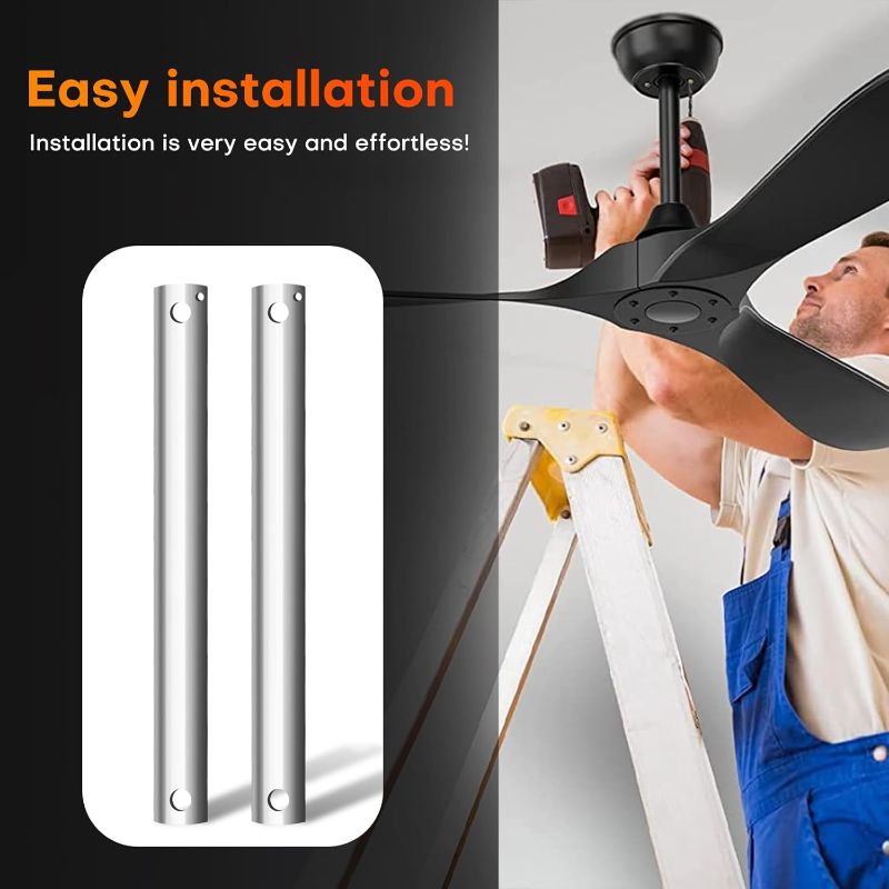 Photo 1 of 48 Inch Ceiling Fan Downrod with Extension Cord, 4-Foot Brushed Nickel Ceiling Fan Extension Rod, 1-Inch OD, ceiling fan downrods for Various Fans (Nickel, Not Threaded)
